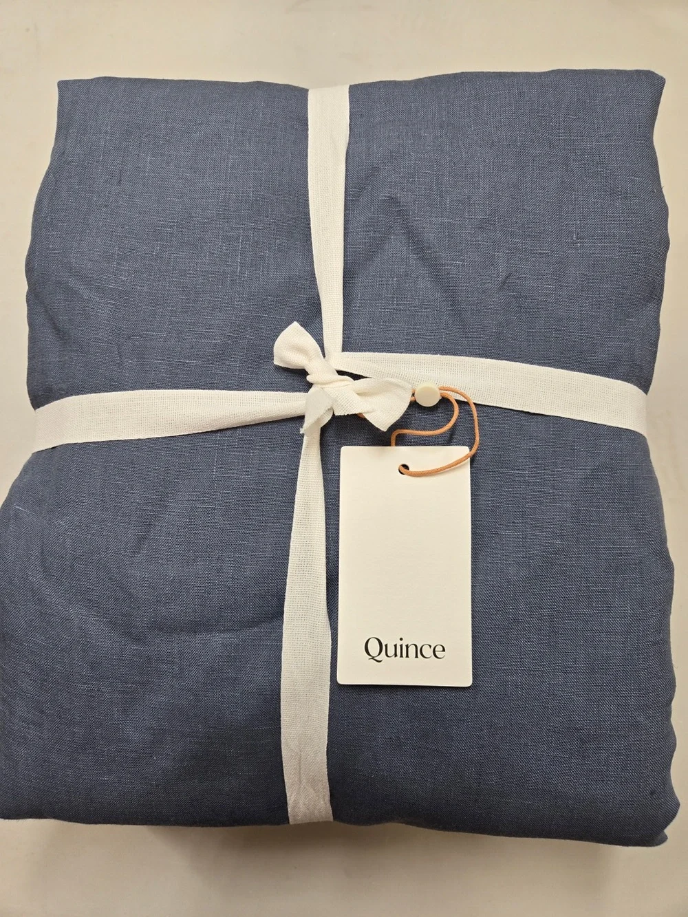 NWT QUINCE Set Of 2 48x96 European Linen True Blackout Curtains Chambray 9020
